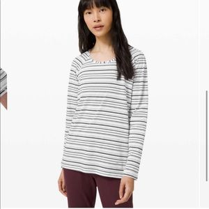 Lululemon Emerald Long Sleeve Stripes 6 Black White Stripe